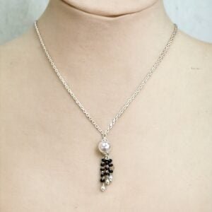 925 Sterling Mangalsutra made of pearl and black beads