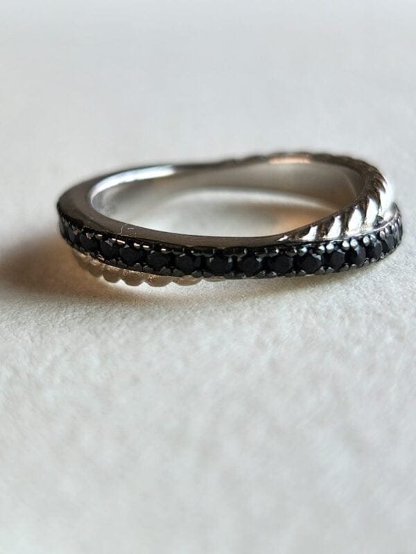 Black Diamonds Cross Ring